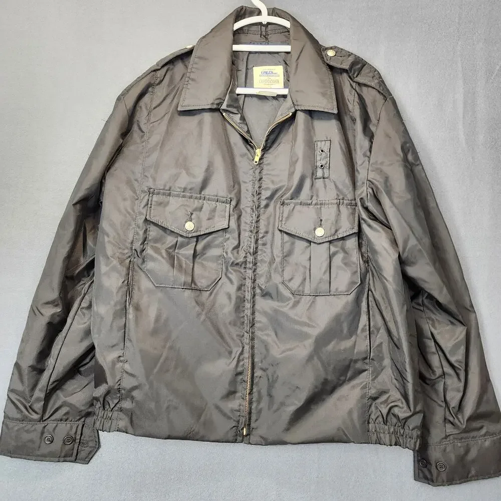 Vintage The Commander Windbreaker for Galls Large Black Military Chore Made USA